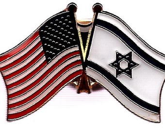 Pack of 3 Israel and USA Crossed Double Flag Lapel Pins, International Friendship Enamel Tie and Hat Badges