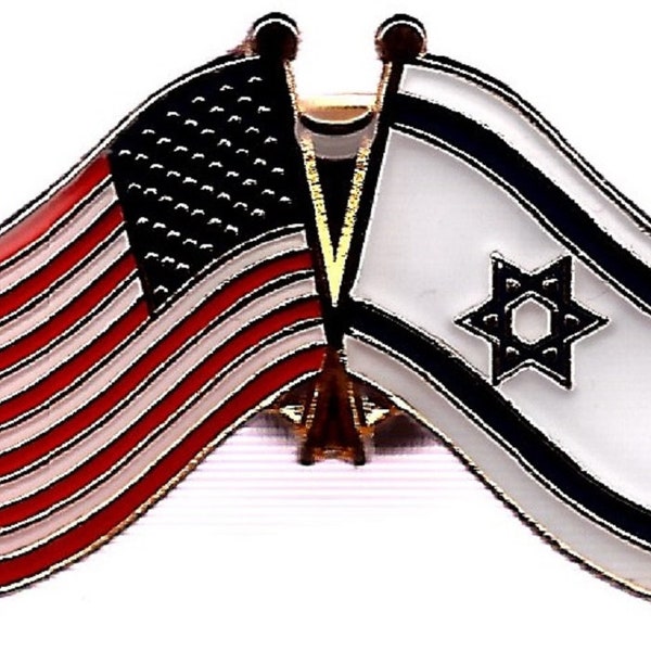 Pack of 3 Israel and USA Crossed Double Flag Lapel Pins, International Friendship Enamel Tie and Hat Badges