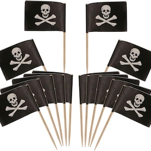 Jolly Roger Pirate Cupcake Flags, Cocktail Picks (100 Count) image 1
