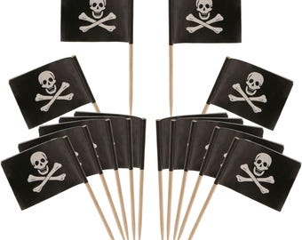 Jolly Roger Pirate Cupcake Flags, Cocktail Picks (100 Count)