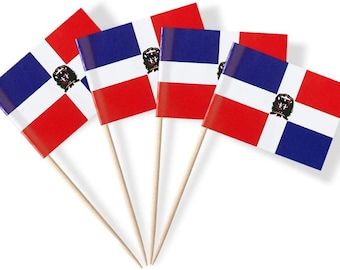 Dominican Republic Flag Cupcake Toppers, Party Decorations, 100 Pack