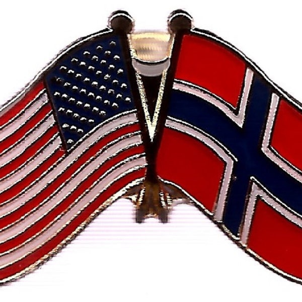 Pack of 3 Norway and USA Crossed Double Flag Lapel Pins, International Friendship Enamel Tie and Hat Badges