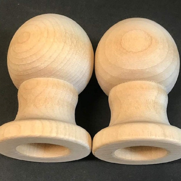 Pack of Two Wood Ball Flagpole End Cap Finial Top Ornaments for 1 Inch Poles, Made in USA