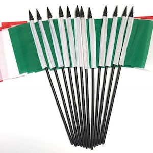 Pack of 12 4"x6" Italy Polyester Miniature Office Desk & Little Table Flags, 1 Dozen Country 4x6 Small Hand Waving Stick Flags