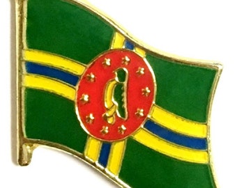 Dominica Flag Lapel Pin Badge Solid Silver 925 Dominica Flag Lapel Pin Badge Solid Silver 925