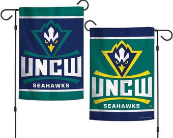 Bandera de jardín de los UNCW Seahawks, Wilmington, Carolina del Norte, doble cara