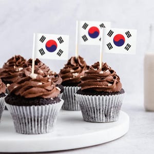 South Korea Flag Cupcake Toppers, Cocktail Picks - 100 Pack image 3