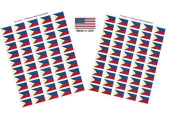 Philippines Flag Stickers - 1.5" x 1", Scrapbook Decals - 100 Pack