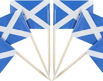 Scotland Cross Cupcake Flags, Scottish Party Decorations, 100 Pack