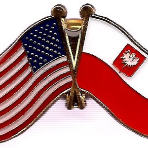 Pack of 3 Poland with Eagle and USA Crossed Double Flag Lapel Pins, International Friendship Enamel Tie and Hat Badges