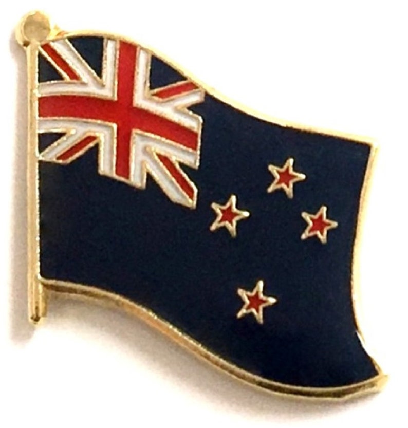 Pack of New Zealand New World Flag Lapel Pin Badges; Three Patriotic Country Hat Lapel Pins