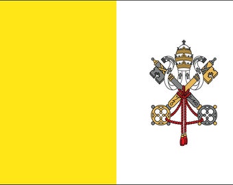 Bandera de poliéster de la Ciudad del Vaticano para interior y exterior, de 90 x 150 cm (3 x 5 pies) con 2 ojales de latón.