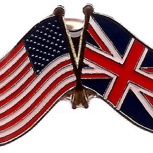 Pack of 3 United Kingdom and USA Crossed Double Flag Lapel Pins, International Friendship Enamel Tie and Hat Badges