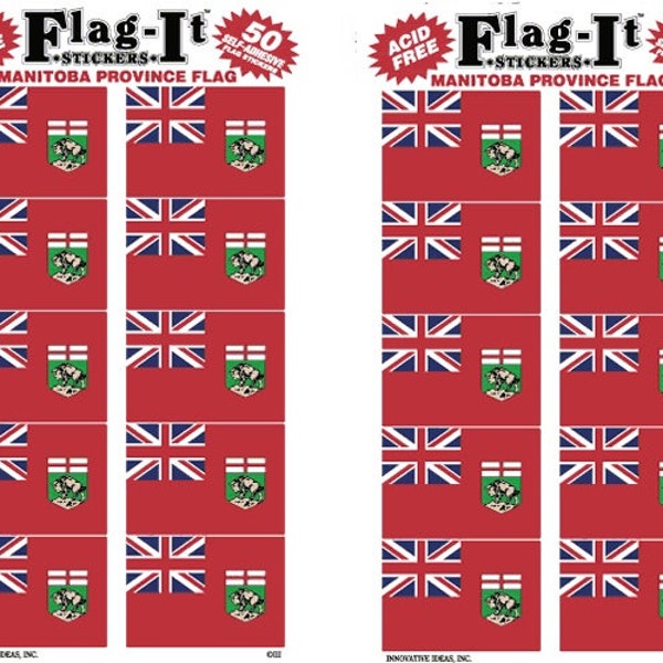 Made in The USA! 2 Packs of Flag-It Manitoba Flag Stickers, 100 Sticker Decals