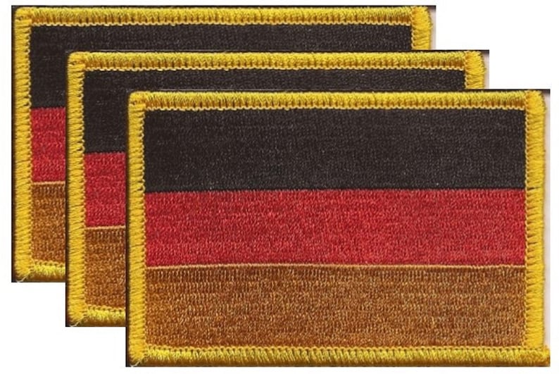 Pack of 3 Germany Patches 3.50" x 2.25", Three International Embroidered Iron On or Sew On Flag Patch Emblems image 1