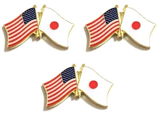 Pines de solapa con banderas cruzadas de Japón y EE. UU. (paquete de 3)