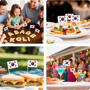 South Korea Flag Cupcake Toppers, Cocktail Picks - 100 Pack image 4