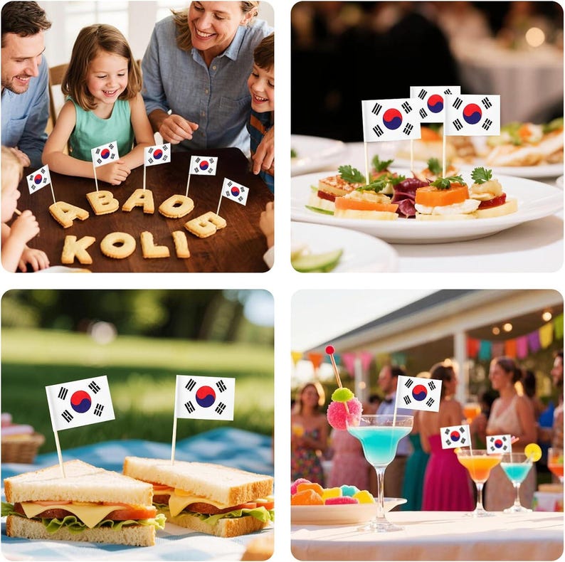 South Korea Flag Cupcake Toppers, Cocktail Picks - 100 Pack image 4