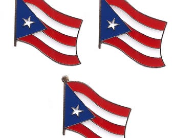 Pines de solapa con la bandera de Puerto Rico - Pines esmaltados patrióticos, paquete de 3