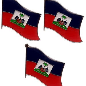 Haiti Flag Lapel Pin Badges - Gold Trim, Enamel, Patriotic - Pack of 3 image 1