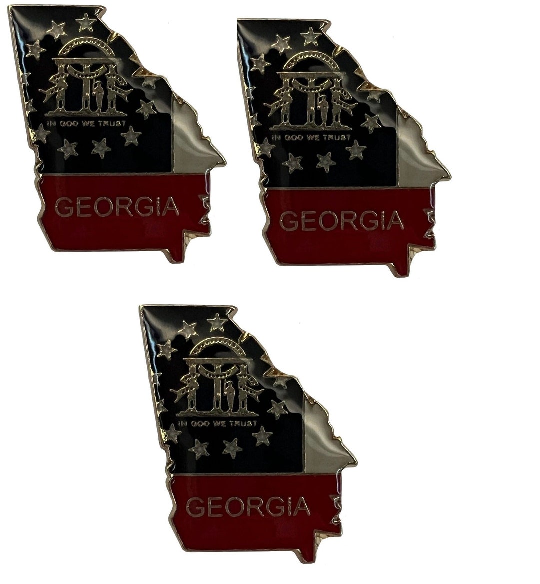Georgia State Pin Pack of 3 Georgia State Map Flag Lapel Pin Badges; Three Patriotic ...