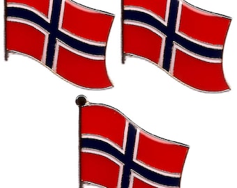 Pines de solapa con la bandera de Noruega - Pines esmaltados patrióticos, paquete de 3