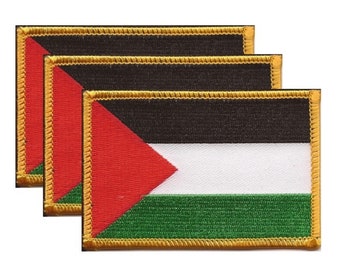 Pack of 3 Palestine Patches 3.50" x 2.25", Three International Embroidered Iron On or Sew On Flag Patch Emblems