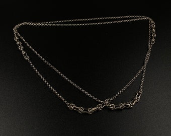 Long ladies pea chain, vintage rolo necklace, 835 silver, real jewelry, gift for mother for Mother's Day
