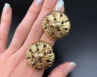 Massive Swarovski Earclip, Gold-colored Designer Clips, Old Earrings, Elegant Women&#39;s Jewelry, Bride Gift