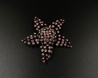 Duitse broche vintage, roze ster met strass steentjes, glaskristallen, grote ster, sjaalhouder, Made in Germany West