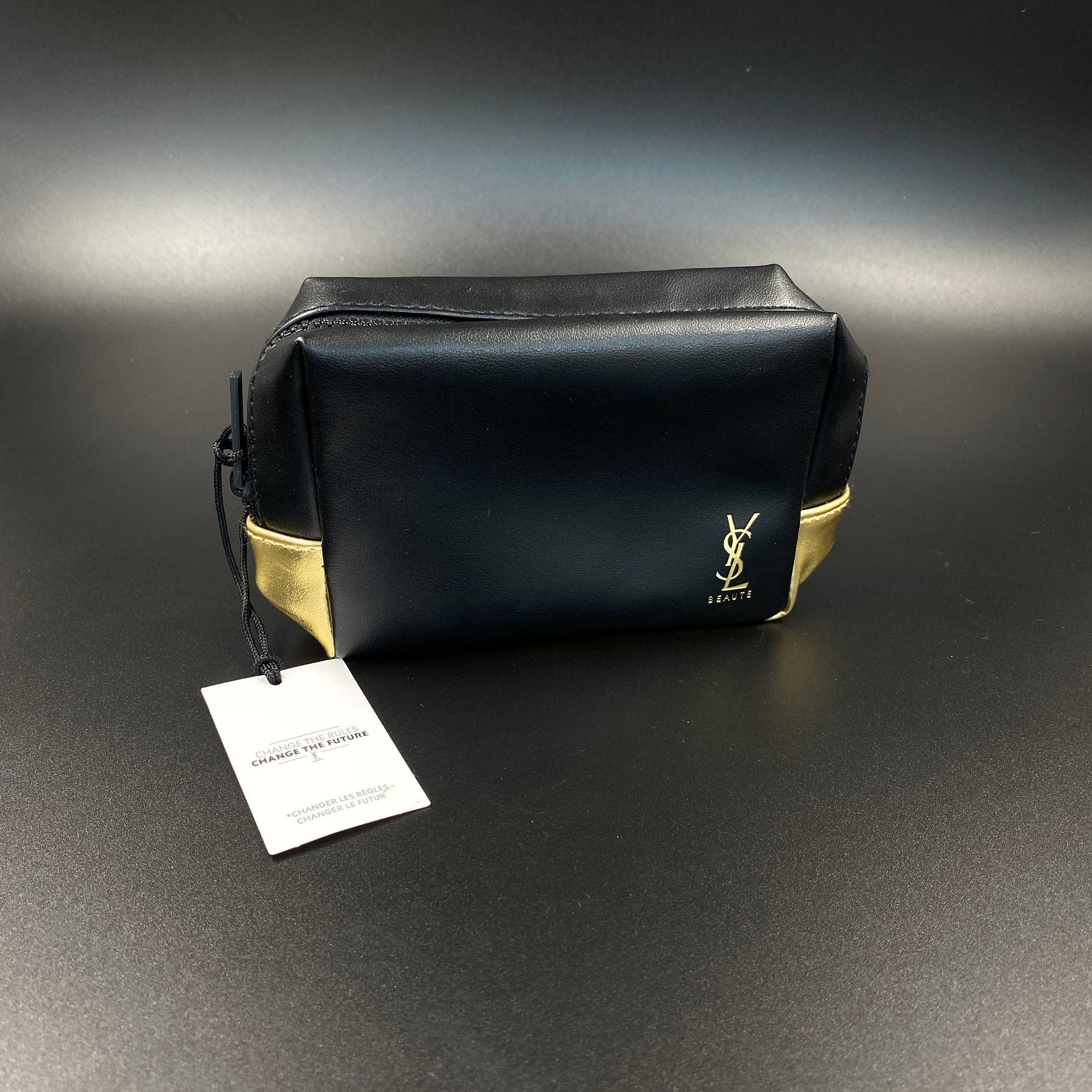 Yves Saint Laurent Cosmetic Bag Small Beaute YSL Make up Bag Gold Black Change the Rules Change the Future Designer Bag Etsy India