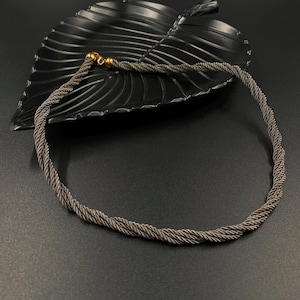 Short vintage bicolor necklace, unusual twisted strand look, cord chain 925 silver, from 80-90s choker, retro silver necklace