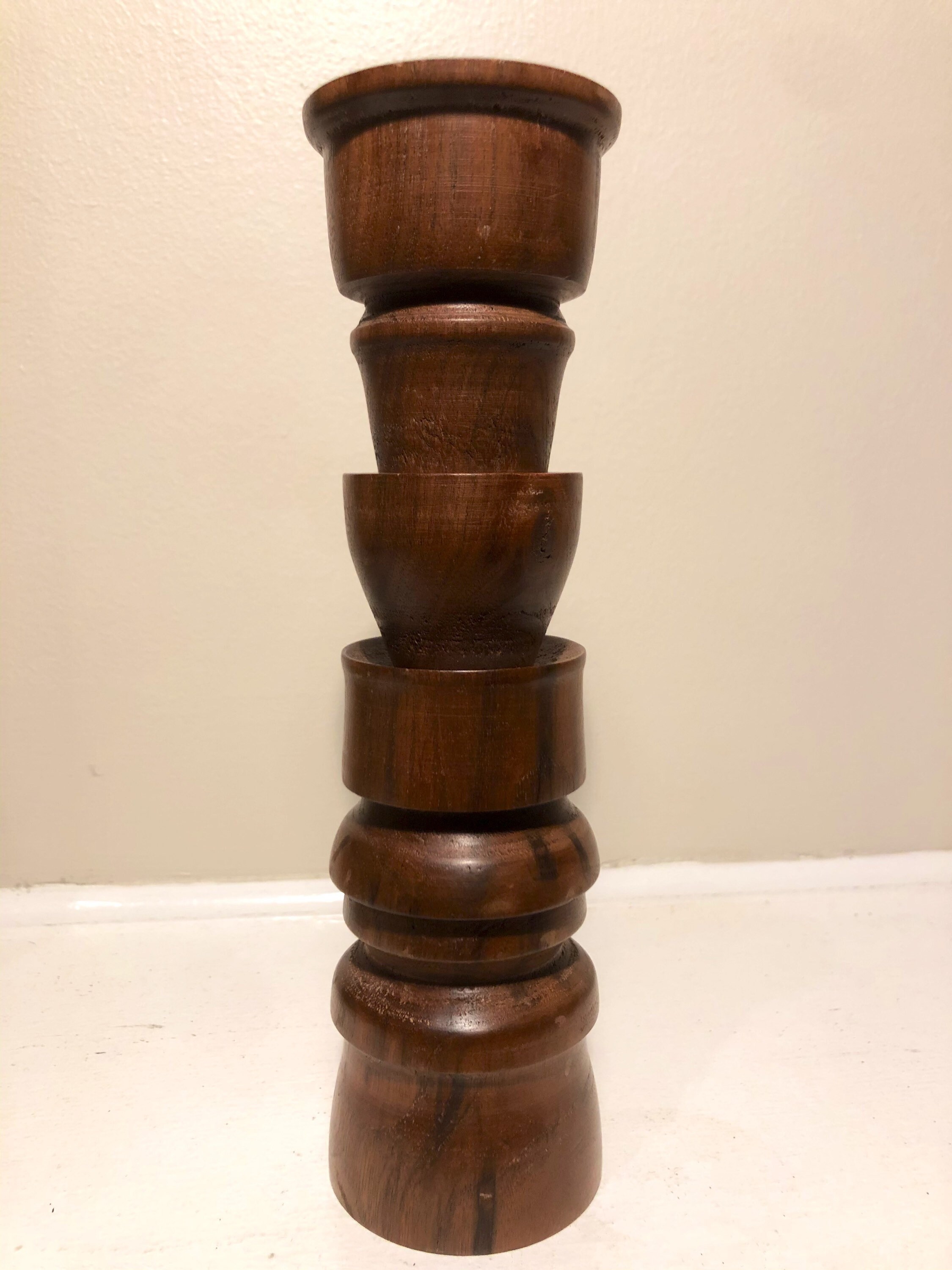 Vintage Carved Wood Candlestick Holder Etsy