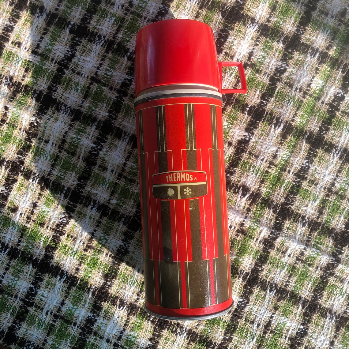 Vintage Glass Lined Red Thermos Etsy