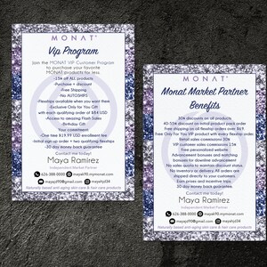 Avantages du partenaire Monat Market, Carte du programme Monat Vip, Carte d’information Monat, Programme Monat, Imprimable, 4x6