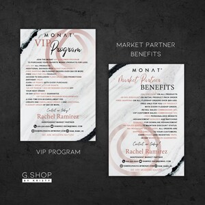 Monat Market Partner Benefits, Monat Vip Program Card, Monat Info Card ,Marble Monat Program,Printable, 4x6