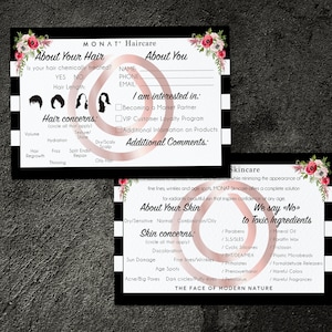 Monat Questionnaire, About Your Hair Questionnaire, Haircare Quiz ,Rose Gold Haircare Info Card, Skincare Questionnaire, Printable
