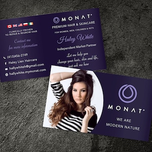 Tarjeta de visita Monat con foto, Monat Market Partner Card, Classic Business Card , Tarjeta personalizada, Imprimible, Archivo Digital,B6
