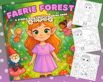 Feeënbos kleurboek, bosfee kleurboek, gewaagde en gemakkelijke kleurplaten, magisch bos kleuren, fantasiekleurplaten, pdf
