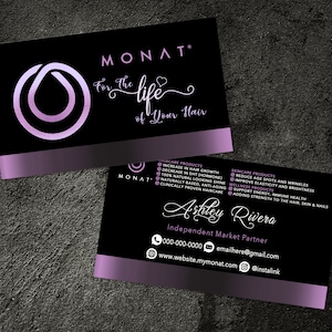 Spersonalizowana wizytówka Monat, wizytówka partnera rynkowego Monat, wizytówka Monat Hair Care, do druku, plik cyfrowy, B4
