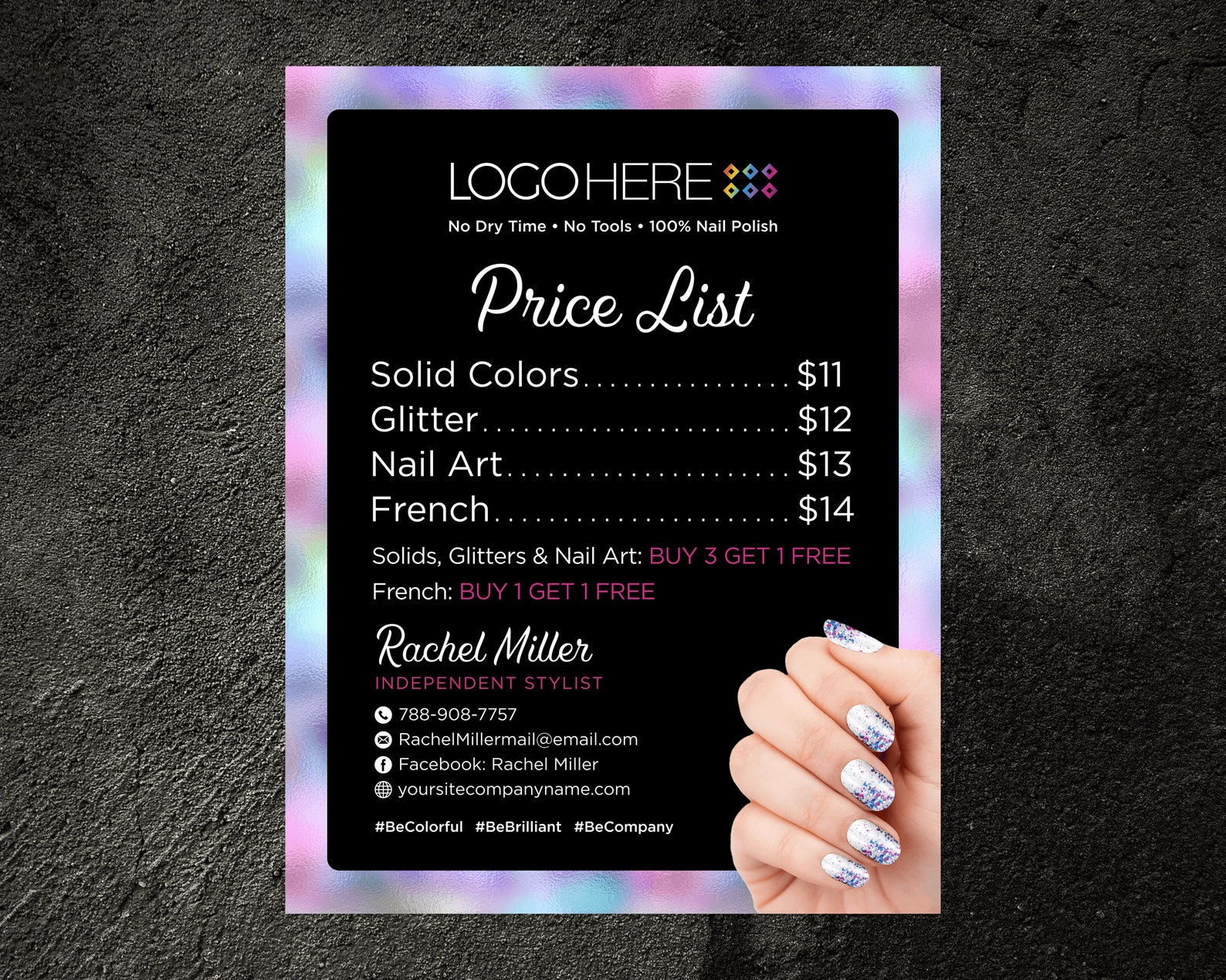 Personalized Nail Price List Printable Street Price List Etsy
