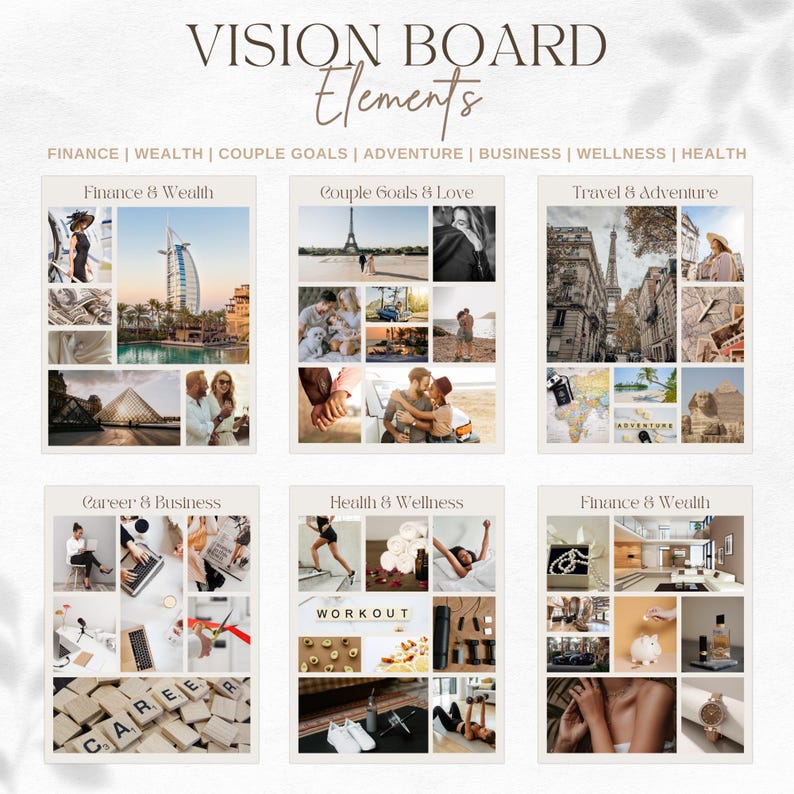2026 Aesthetic Printable Vision Board Bundle, Motivational Goal Board ...