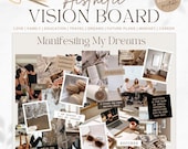 2026 Aesthetic Printable Vision Board Bundle, Motivational Goal Board,New Year Affirmations, Beige Manifestation Kit, Printable Elements