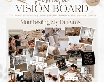 Lot de tableaux de visualisation esthétiques imprimables 2026, tableau d'objectifs motivants, affirmations du Nouvel An, kit de manifestation beige, éléments imprimables