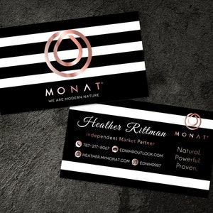 Monat Rose Gold Visitenkarte, Monat Markt Partnerkarte, schwarz und weiß Visitenkarte, personalisierte Karte, druckbare, digitale Datei, B2