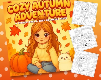 Cozy Autumn Coloring Book: Pumpkin Spice Fall Scenes (PDF Printable)