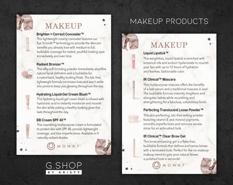 Monat Makeup Card, Monat Makeup Products Card, Monat Makeup Info Card ,Aesthetic Monat Printable, 4x6