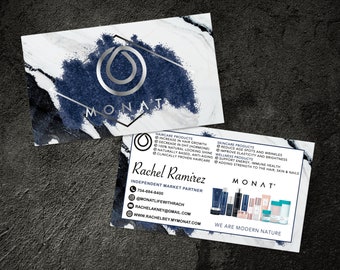 Personalized Monat Business Card, Monat Market Partner Card, Blue Marble Monat Business Card ,Monat Marble Card, Digital file
