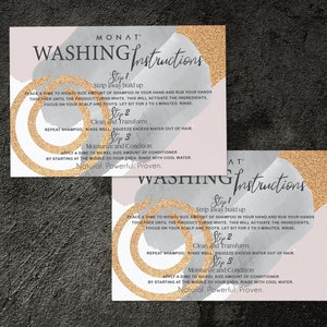 Monat Washing Instructions, Monat Instructions, Marble Instructions, Monat Info Card , Monat Haircare Card Printable Digital file