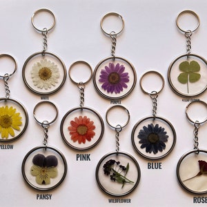 REAL FLOWER KEYCHAIN lucky keychain real pressed four leaf clover flower keychain image 4
